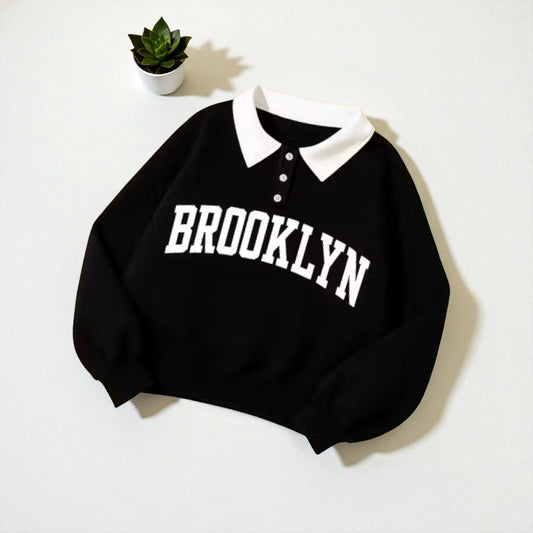 Brooklyn Varsity Collar Sweatshirt – Oversized Streetwear