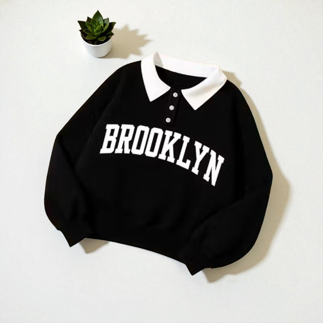 Brooklyn Varsity Collar Sweatshirt – Oversized Streetwear