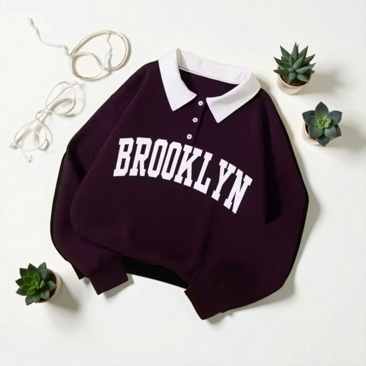Brooklyn Varsity Collar Sweatshirt – Oversized Streetwear