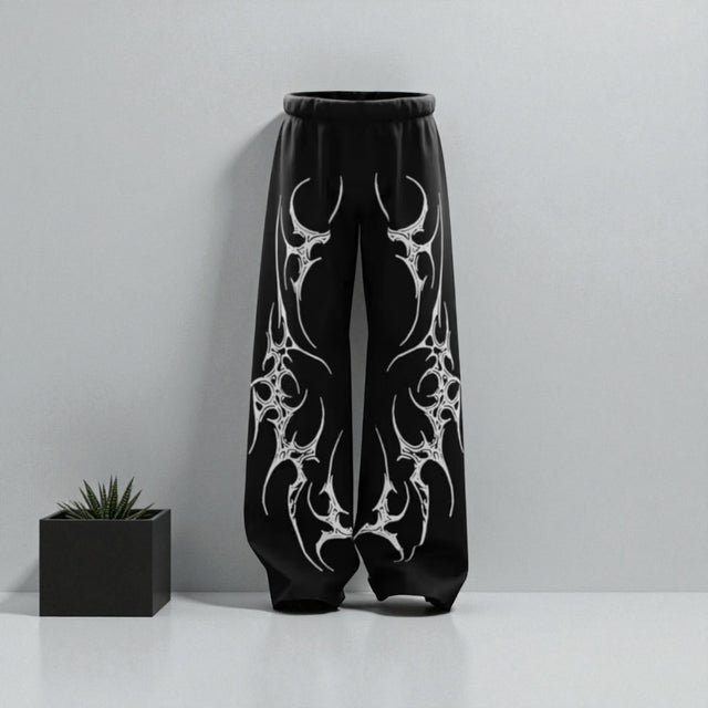 Black Tribal Baggy Pants – Oversized Streetwear Fit